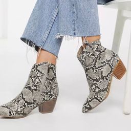 LULU & SKY Women Printed Block Heeled Suede Ankle Boots-38