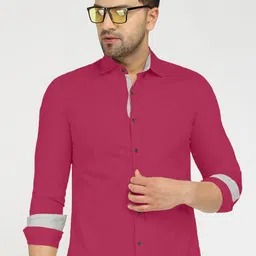 Zombom Men Burgundy Standard Casual Shirt-picture-2