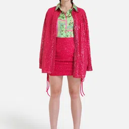 Kazo Sequinned Ruched Pencil Mini Skirt-image-37