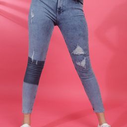 Freehand by The Indian Garage Co Women Skinny Fit Low Distress Stretchable Cotton Jeans-picture-35
