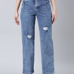 SHOWOFF Women Wide Leg Low Distressed Heavy Fade Acid Wash Stretchable Jeans-image-69