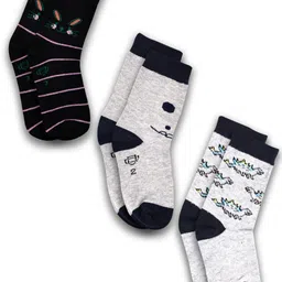Dollar Socks Kids Pack Of 3 Patterned Cotton Calf-Length Socks-image-37