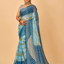 NIRMAL CREATION Floral Printed Brasso Saree-image-70