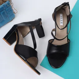 ELLE Black High-Top Block Heels-15
