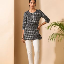 KALINI Geometric Printed Cotton Tunic-22