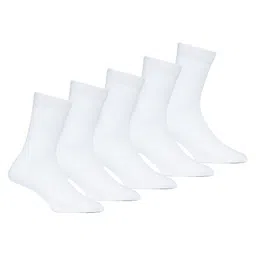 RC. ROYAL CLASS Kids Pack Of 5 White Solid Organic Cotton Calf Length Socks-56