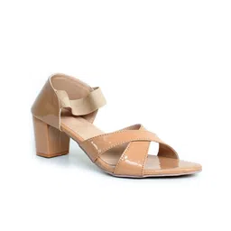 Glitzy Galz Criss-Cross Strap Open Toe Block Heels-0
