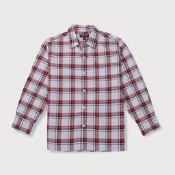 Gini and Jony Boys Tartan Checked Spread Collar Long Sleeves Casual Shirt-image-77