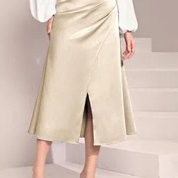 StyleCast Satin A-Line Midi Skirt-picture-18