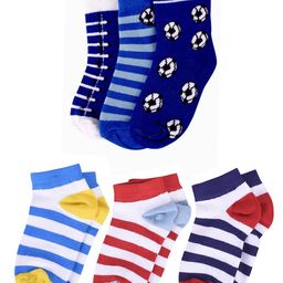 FOOTPRINTS Kids Pack Of 6 Multicoloured Striped Ankle-Length Socks-26