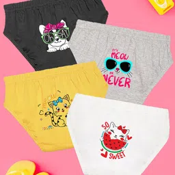 NUSYL Girls Pack Of 4 Cat Printed Pure Cotton Briefs NUGCBRFPO4.0001-image-128
