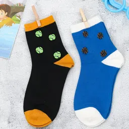 Yellow Bee Boys Blue & Black Pack Of 2 Patterned Cotton Ankle-Length Socks-picture-17