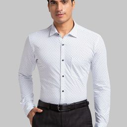 Park Avenue Men White Slim Fit Printed Formal Shirt-image-22