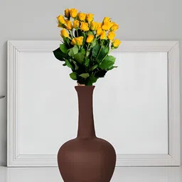 LASAKI Anjani Brown Ceramic Flower Vase-image-81