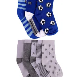 FOOTPRINTS Kids Pack of 8 White & Blue Patterned Organic Cotton Socks-38