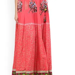 Exotic India Ethnic Motifs Printed Cotton Flared Maxi Skirt-image-57