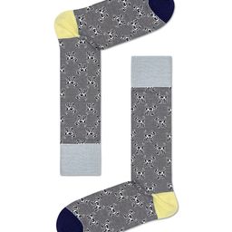 Happy Socks Men Grey & Navy Blue Patterned Dressed Laika Above Ankle-Length Socks-58