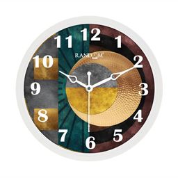 RANDOM Brown & Green Printed Contemporary Analogue Round Wall Clock-29