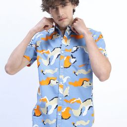 KETCH Men Blue Slim Fit Printed Casual Shirt-image-80