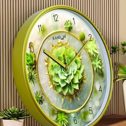 RANDOM Green & White Printed Contemporary Wall Clock-image-51