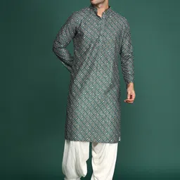 Sangria Bandhani Printed Sequenced Cotton Mandarin Collar Straight Kurta-40