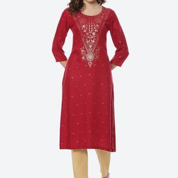 Rangriti Women Red Floral Printed Kurta-image-50