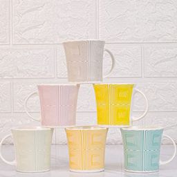 Femora Pink  6 Pieces  Printed Ceramic Glossy Cups 160 ml-15