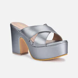 VALIOSAA Gunmetal-Toned Block Sandals-picture-47