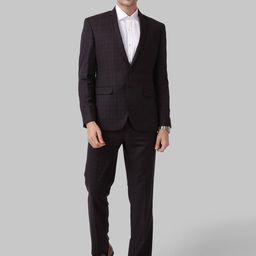 Park Avenue Men Brown Checked Single-Breasted Super Slim-Fit Two-Piece Formal Suit-image-64