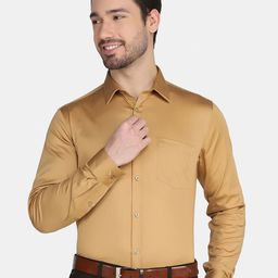 Blackberrys Men Brown Solid Slim Fit Cotton Formal Shirt-image-67