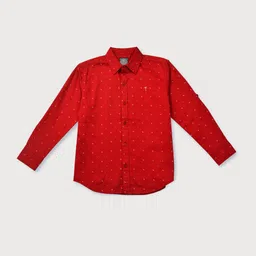 Palm Tree Boys Micro Ditsy Printed Spread Collar Cotton Casual Shirt-image-26