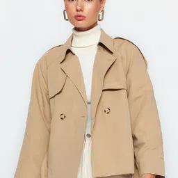 Trendyol Notched Lapel Collar Double Breasted Overcoat-18