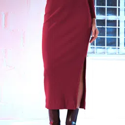 SASSAFRAS Self Design Pencil Midi Skirt-image-13