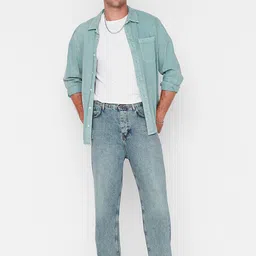 Trendyol Men Pure Cotton Mid-Rise Low Distress Heavy Fade Jeans-image-71