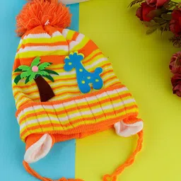 PASSION PETALS Infants Striped Applique Woolen Beanie Cap-image-28