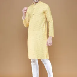Anouk Yellow Ethnic Motifs Printed Mandarin Collar Straight Kurta-picture-36