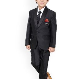 DKGF FASHION Boys 5 Piece Black Solid Party Suit-image-50