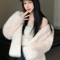 JC Mode Shawl Collar Fuzzy Faux Fur Front Open Sweater-20