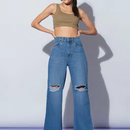 FREAKINS Women Stylish Blue High-Rise Wide Leg Fit Jeans-picture-34