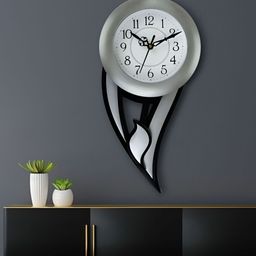 Attractionz Silver-Toned & Black Wall Clock-34