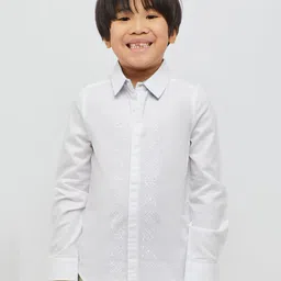 One Friday Boys Premium Self Design Embroidered Pure Cotton Formal Shirt-image-19