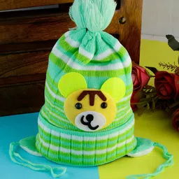 PASSION PETALS Infants Striped Applique Woolen Beanie Cap-image-24