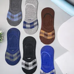 Brauch Men Pack Of 6 Assorted Checked Cotton Shoe Liner Socks-48