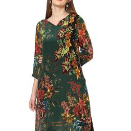 Cloth Haus India Floral Printed Notch Neck A-Line Kurta-image-45