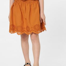 KIDS ONLY Girls Mustard Solid A-Line Above Knee-Length Pure Cotton Skirt-image-24