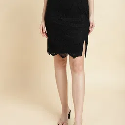 UnaOne Women Self Design Pencil Knee Length Skirt-72