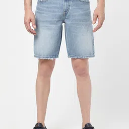 Passion Men Mid-Rise Washed Cotton Denim Shorts-image-50