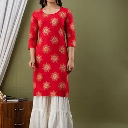 SURHI Ethnic Motifs Printed Round Neck Straight Kurta-picture-42