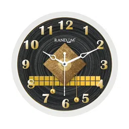 RANDOM Black & Yellow Printed Round Contemporary Wall Clock-16