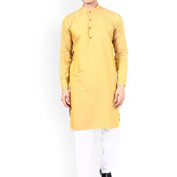TAHVO Mandarin Collar Straight Cotton Kurta-image-79